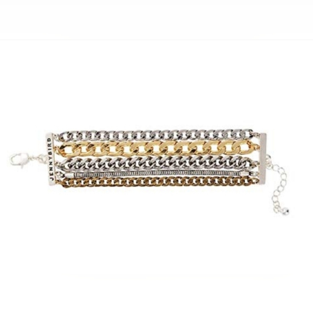 Jenny Bird Austin Cuff Bracelet Mixed Metals Gold Silver Chain Multi Strand